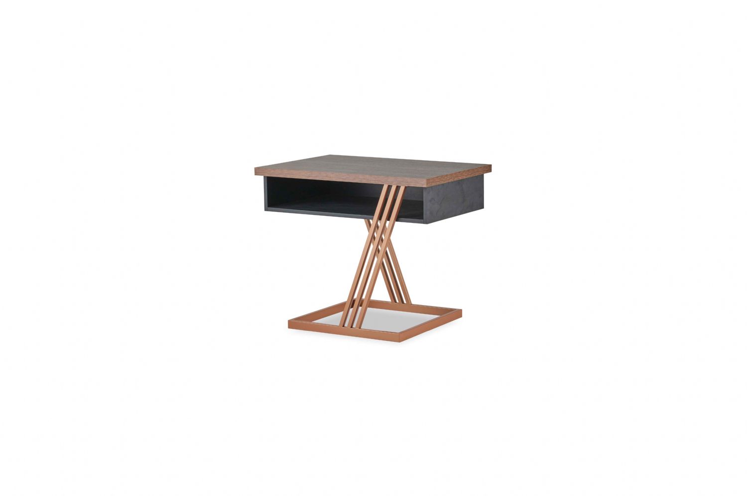 Beistelltisch Braun Schwarz Bronze Edelstahl Rechteckig Modern Einlegenboden