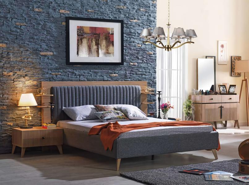 Komplettes Schlafzimmer 2x Nachttische Set Bett Kommode Sets Schlaf 3tlg