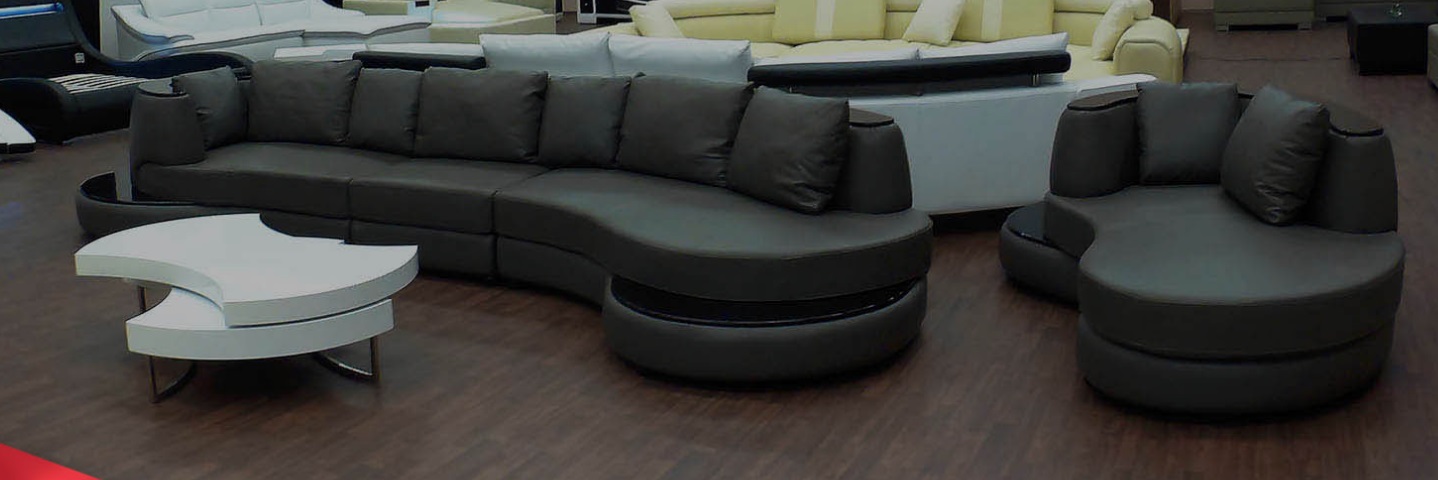 Designersofa Rundsofa Ecksofa + USB Wohnlandschaft Ledersofa Couch Sofa UForm