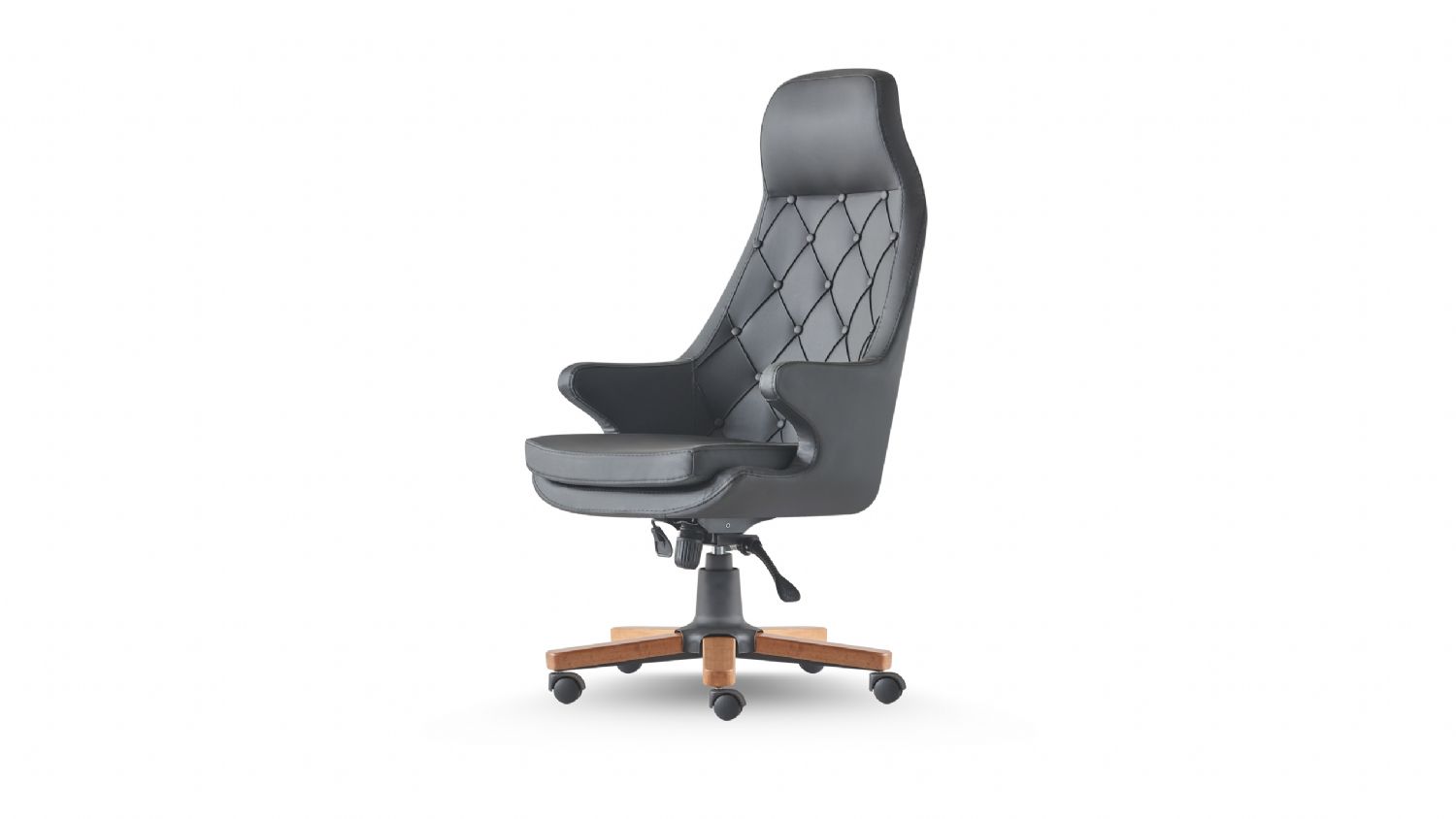 Chefsessel Schwarz Klassisch Chesterfield Rollen Arbeitszimmer Büro Holz