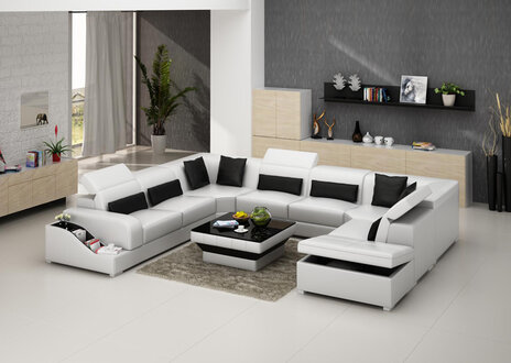 Wohnlandschaft Moderne Ecksofa Couch Polster Eckgarnitur Sofa Eck Garnitur + USB