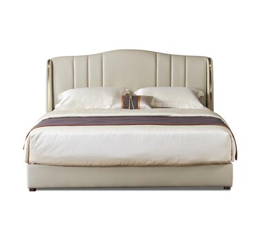 Designer Bett Schlafzimmer Doppelbett Betten Leder Hotel Luxus Polster Neu