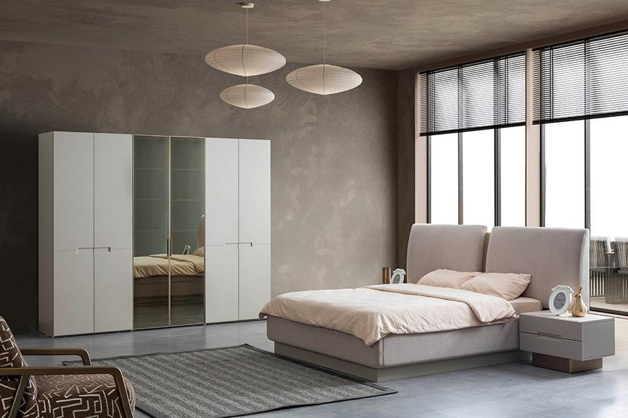 Schickes 4-tlg. Schlafzimmer Set Bett mit 2x Nachttische & Kleiderschrank