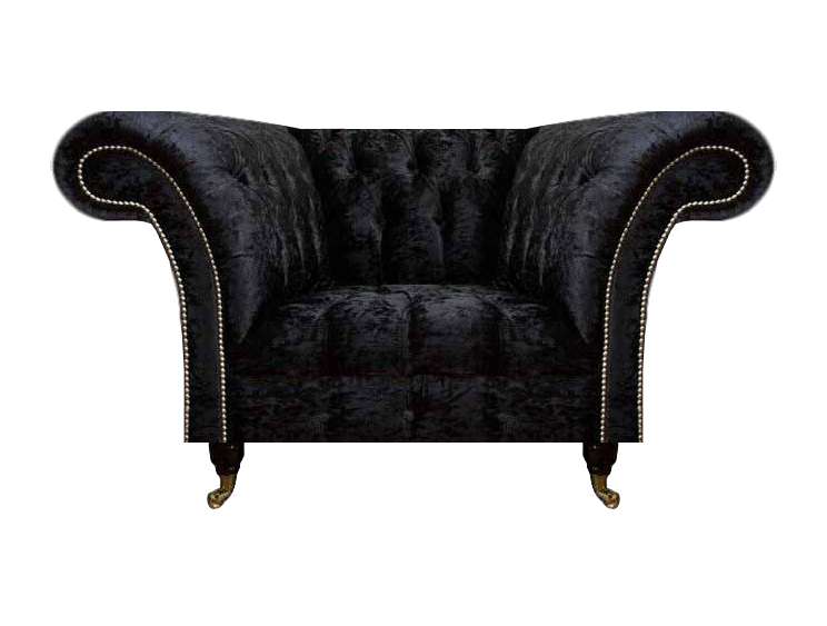 Chesterfield Polstersessel Schwarzer Einsitzer Luxuriöser Lehnsessel