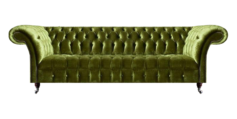 Sofa Viersitzer Couch Grün Luxus Design Chesterfield Grün Textil Wohnzimmer