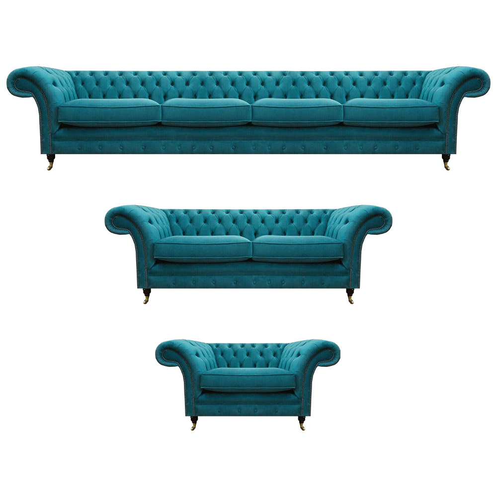 Luxus Möbel Sofagarnitur Blau Sofa Polster 4+2+1 Textilsofa Couch Set Garnitur