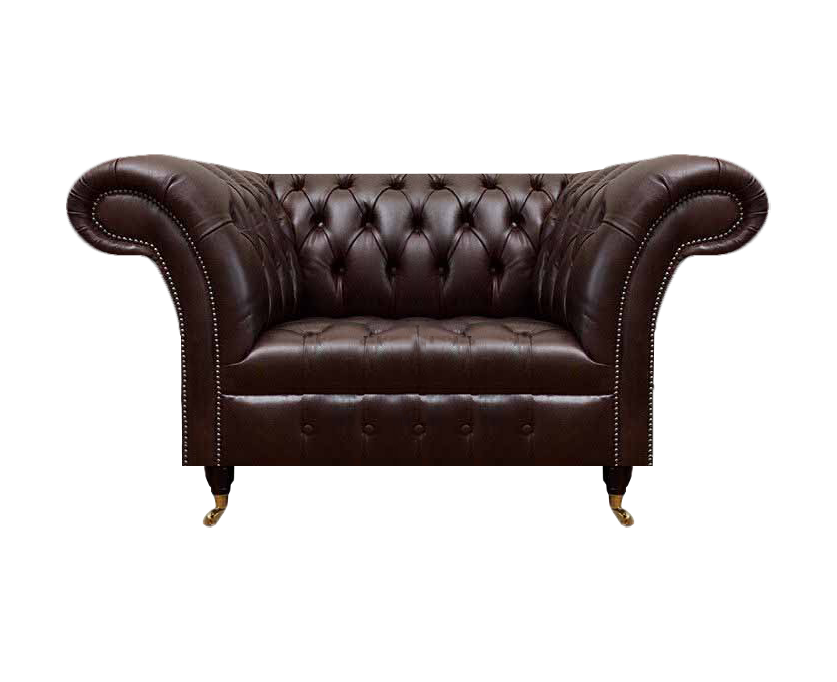 Dunkelbrauner Chesterfield Ledersessel Wohnzimmer Kunstleder Einsitzer