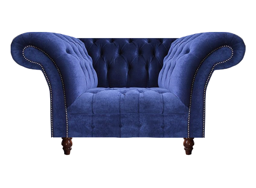 Wohnzimmer Möbel Sessel Blau Polster Stoff Chesterfield Sitz Couch