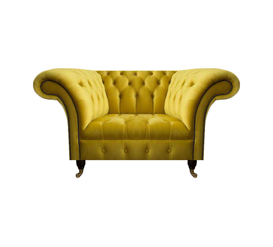 Gelber Chesterfield Sessel Designer Einsitzer Luxuriöser Stoffsessel