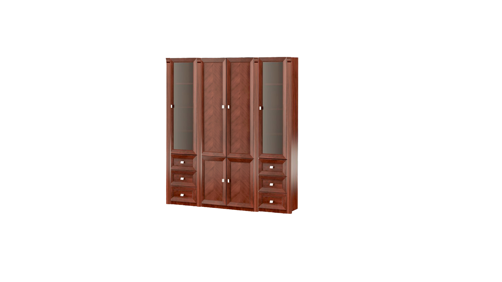 Klassischer Brauner Büroschrank Exklusiver Glasschrank Edle Holz Regale
