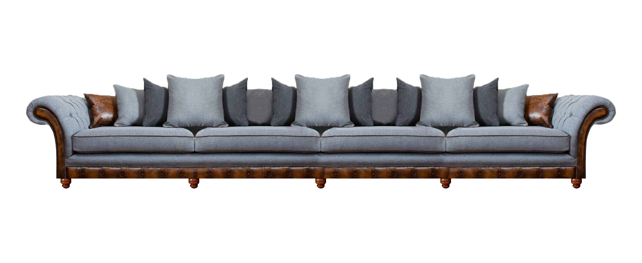 Luxuriöse Grau Sofa 4 Sitze Big Couch Moderne Chesterfield Wohnzimmer