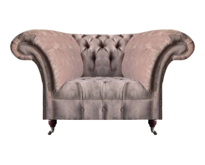 Chesterfield Grau Sessel Wohnzimmer Textil Luxuriöse Sitz Polstermöbel