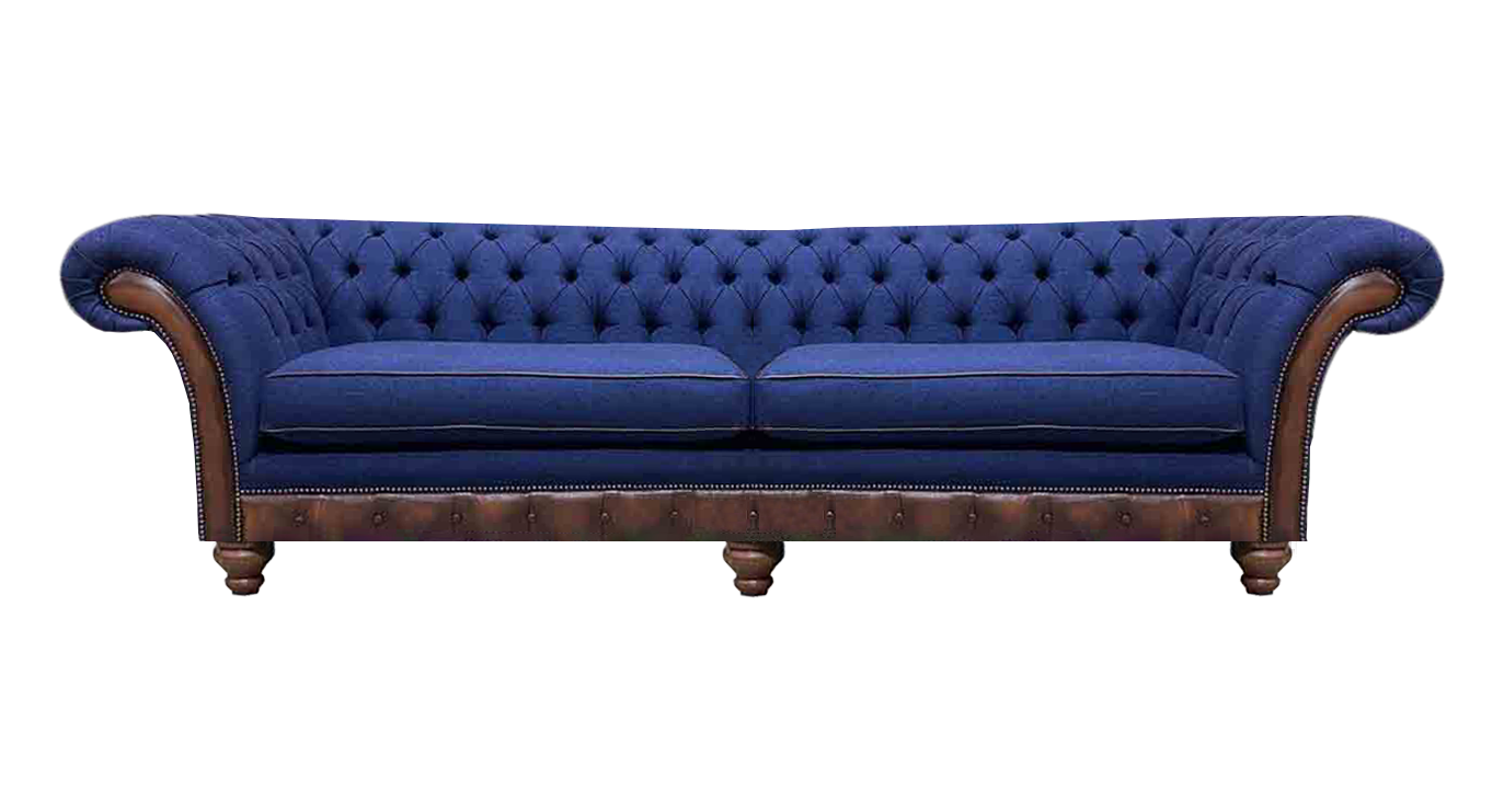 Dunkelblaue Chesterfield Polstercouch Wohnzimmer Zweisitzer Textil Möbel