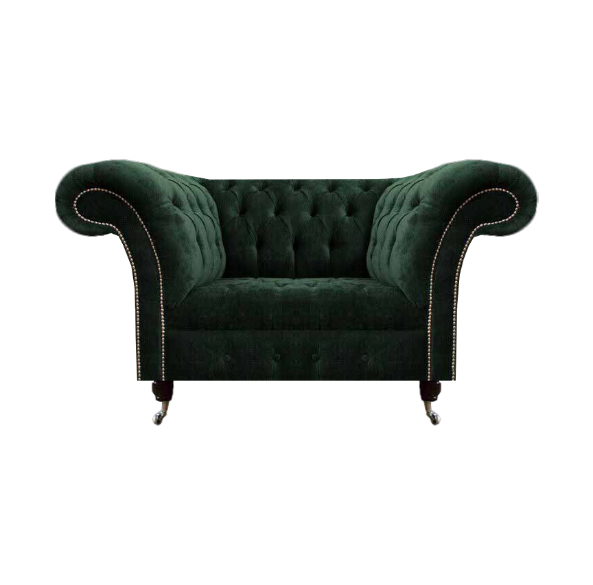 Modern Polstermöbel Chesterfield Sessel Grün Textil Couch Luxuriöse Wohnzimmer
