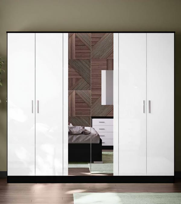 Weiß Kleiderschrank Schlafzimmer Schrank Spiegelschrank Schränke 242cm