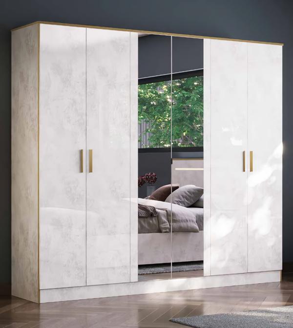Kleiderschrank Schlafzimmer Schrank Spiegelschrank Schränke 242cm Weiß