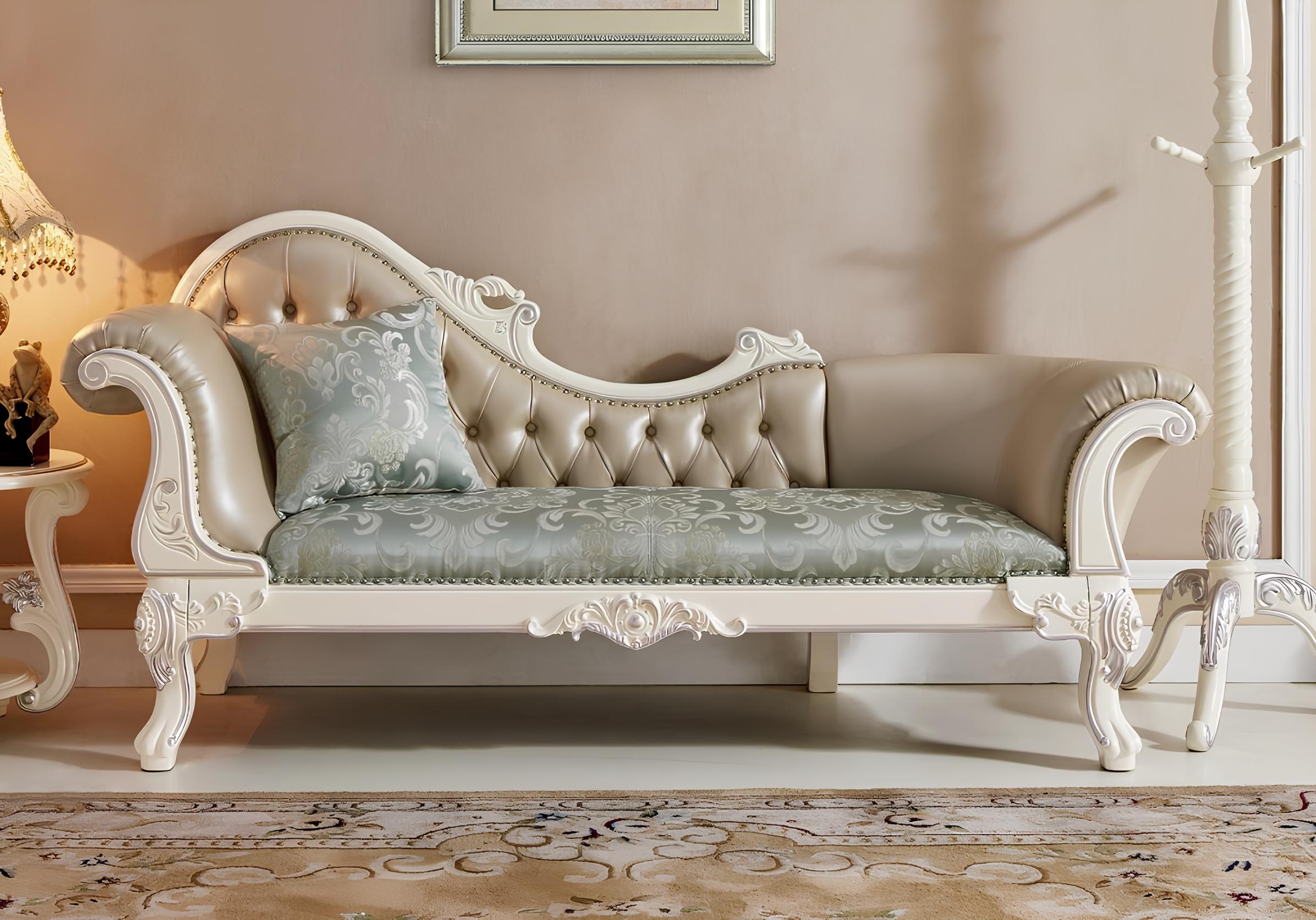 Chaiselounge Liege Chaise Chesterfield Echtholz Sofa Lounge Polster Club Neu
