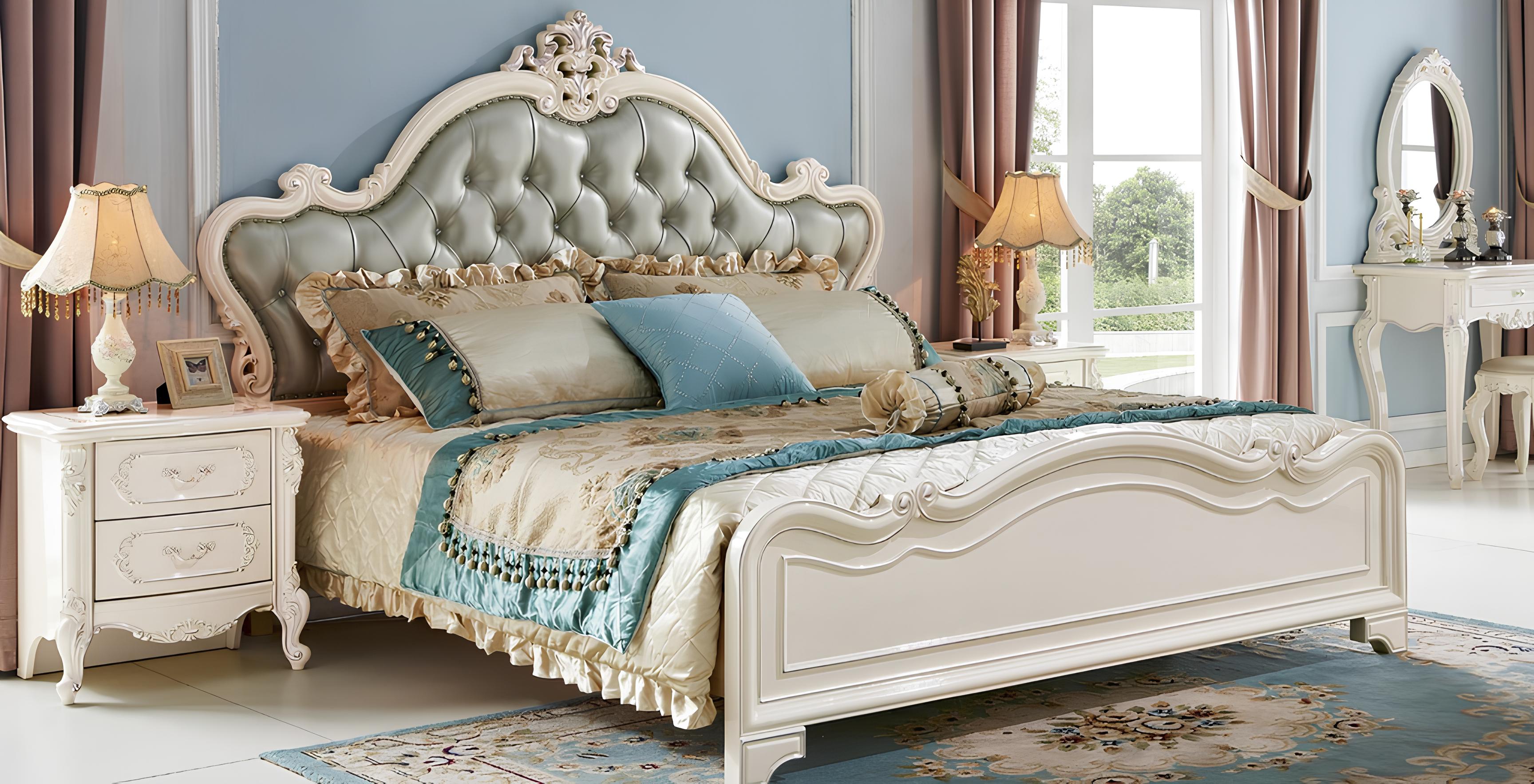 3 tlg. Schlafzimmer Set Klassisches Echtholz Bett Nachttisch Doppelbett Neu