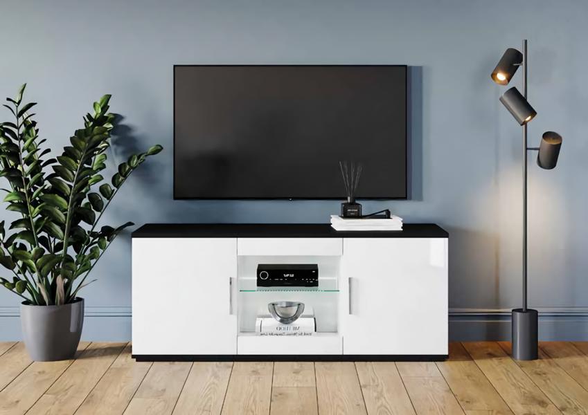 Fernsehschrank TV Ständer Sideboard mit LED Beleuchtet Weiß Schwarz Holz