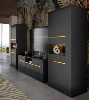 Wohnzimmer Wohnwand Schrank Vitrine rtv Komplettes Set tv Wohnwände 3tlg.