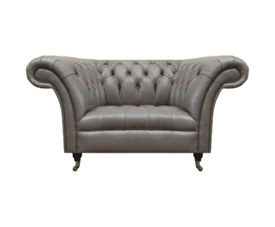 Grauer Chesterfield Lehnsessel Ledersessel Einsitzer Wohnzimmer 1-Sitzer