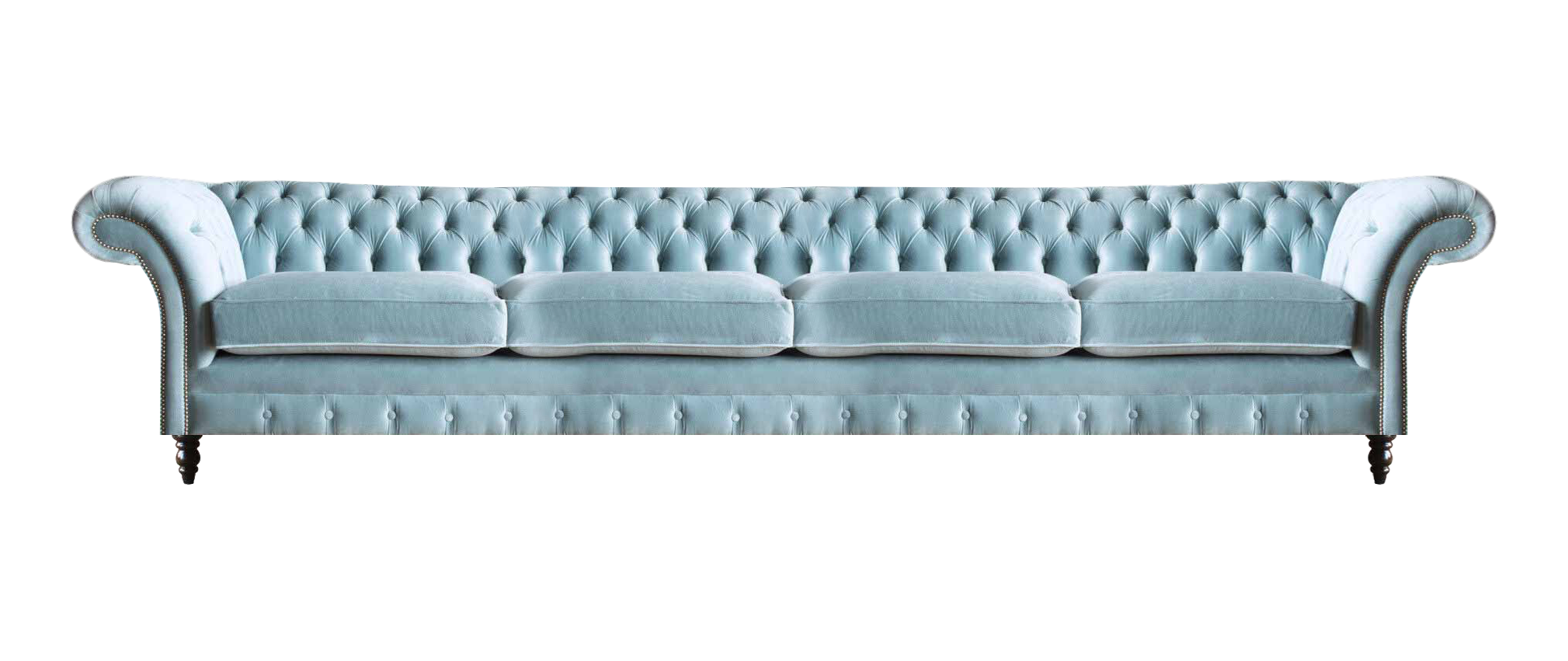 Hellblauer Chesterfield Viersitzer Designer Polster Couch Sitzmöbel