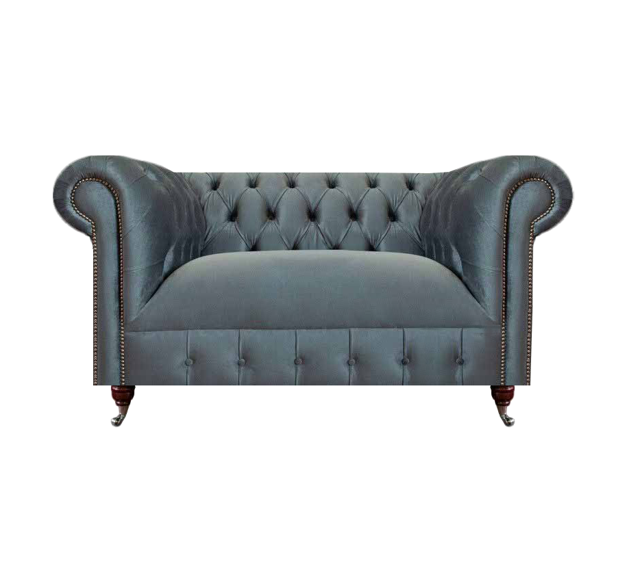 Hellgrauer Chesterfield Zweisitzer Wohnzimmer Polstercouchen Textilsofa