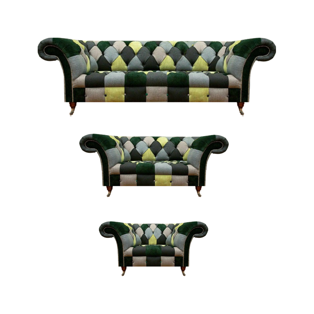 Chesterfield-Sofagarnitur 3-Sitzer-Sofa, 2-Sitzer-Sofa und Sessel Textil