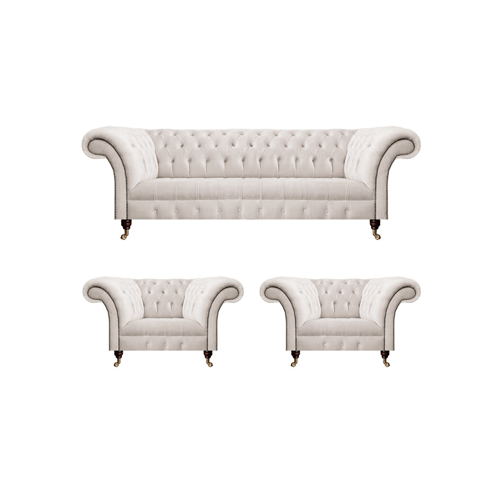 Weiß Polstermöbel Sofagarnitur Luxus Sofas Set Möbel Sitz Sessel Chesterfield