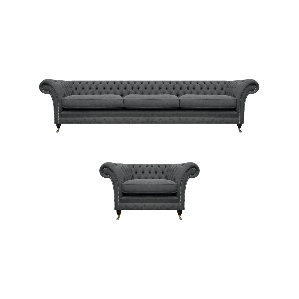 Sofagarnitur Komplett 2tlg Sofa Dreisitze Couch Luxus Sessel Chesterfield