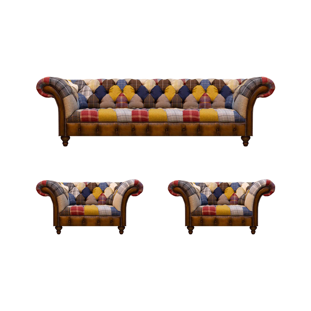 Designer Luxus Set Mehrfarbig Sofagarnitur Polstermöbel Wohnzimmer Chesterfield