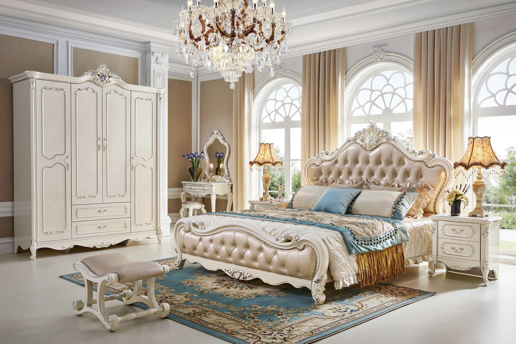 Bett Schlafzimmer Set Echtholz Luxus Barock Rokoko Betten 2x Nachttisch 3tlg