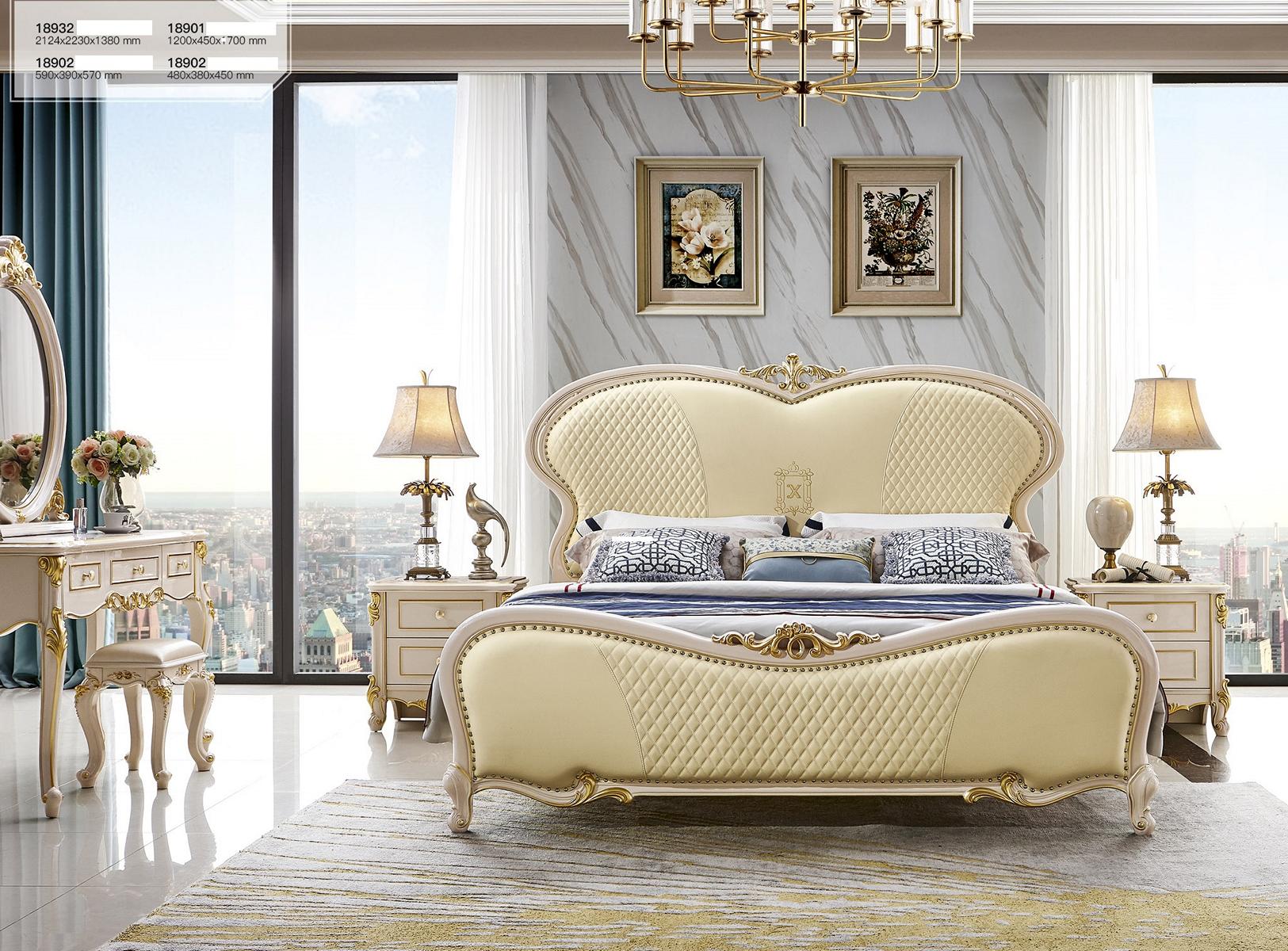 Design Schlafzimmer 3tlg. Bett 2x Nachttisch Klassischer Luxus Betten Set Möbel