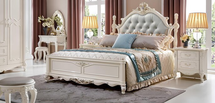Klassisches Schlafzimmer Set Bett 2x Nachttisch Luxus Betten Möbel 3tlg Echtholz