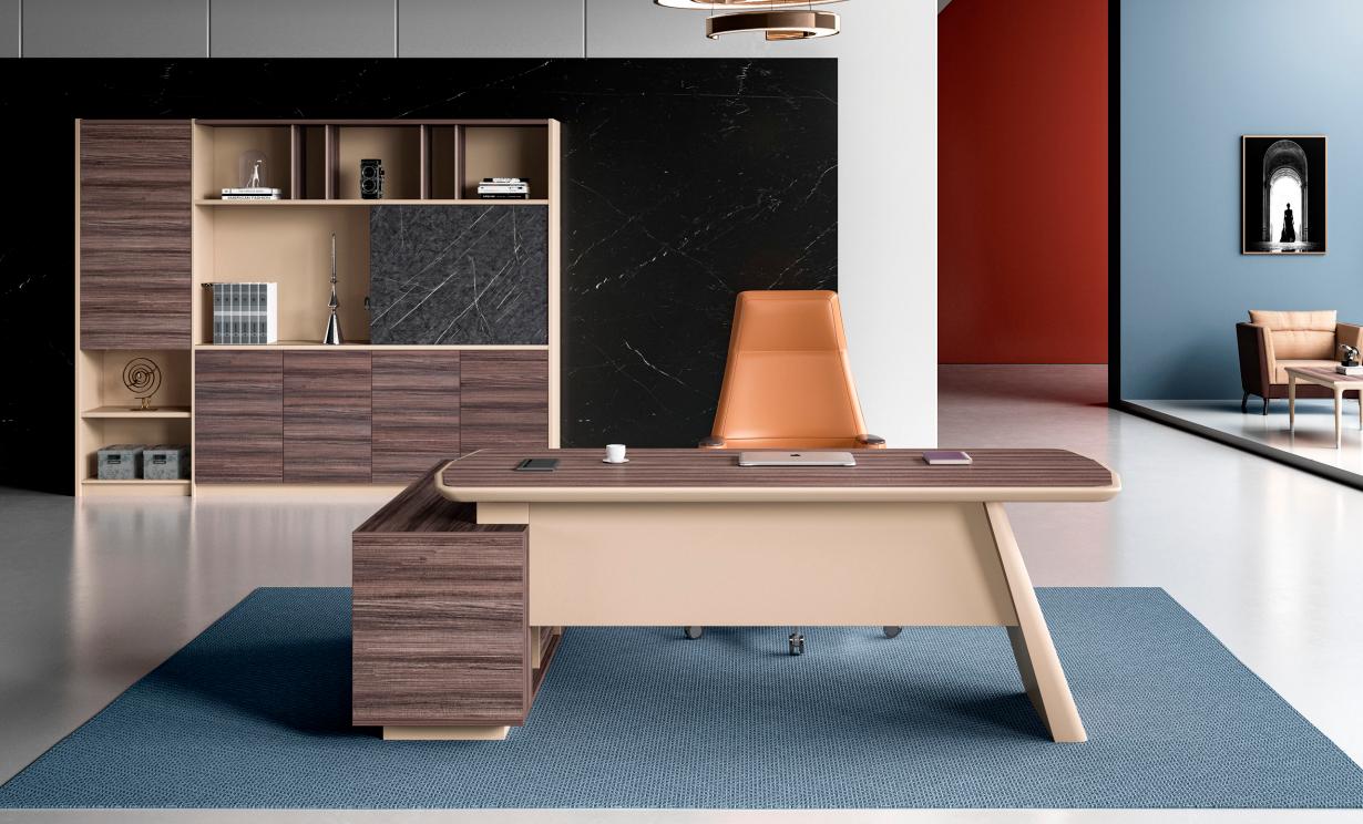 Ecke Büro Tisch Bürotisch Schreibtisch Büromöbel Holz Beige Holztisch