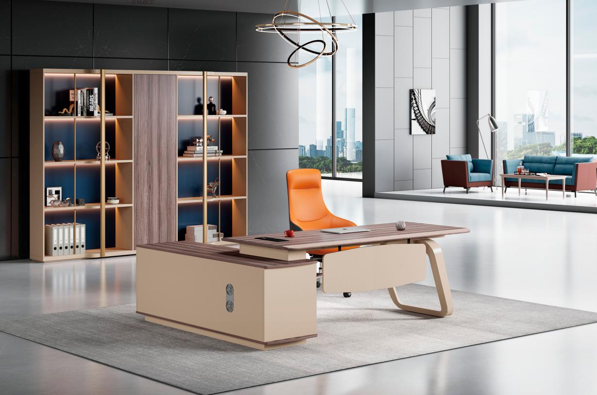 Garnitur Bürotisch Schrank Büromöbel Holz Beige Ecke Schreibtisch Set