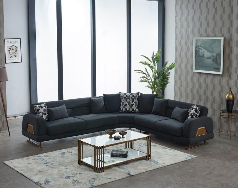 Stoffsofa Ecksofa L form Polstersofa Grau Couch Design Eck Sofa