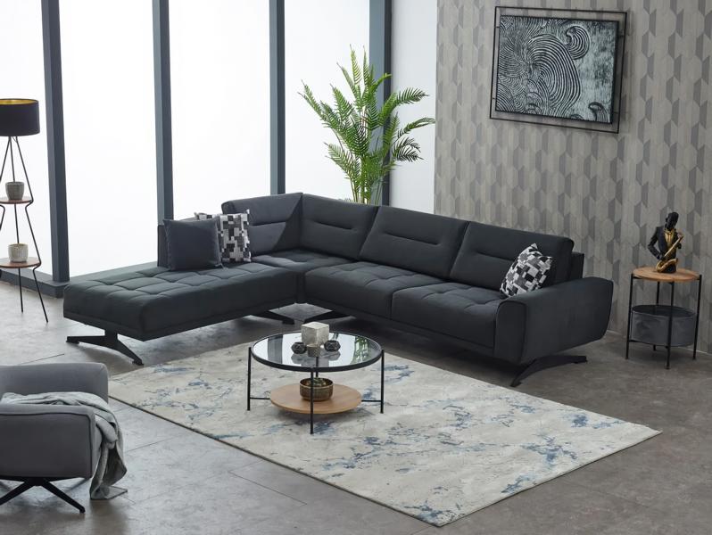 Stoffsofa Ecksofa L form Sofa Polstersofa Grau Couch Moderne Eck