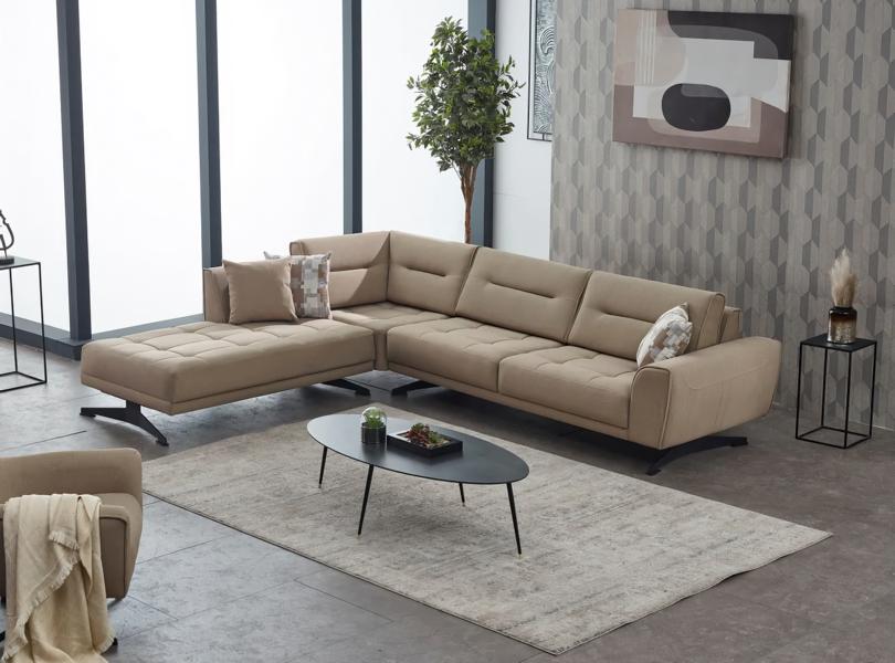 Ecksofa L form Sofa Polstersofa Stoffsofa Beige Couch Moderne Eck