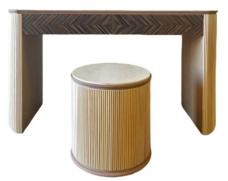 Schminktisch mit Hocker Schlafzimmer Wandspiegel Holz Modern Stil Italien 2tlg