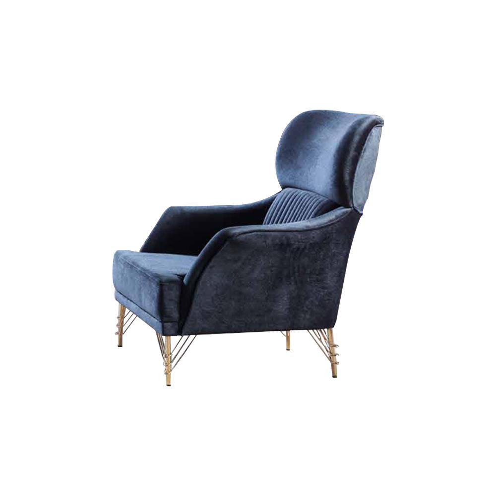 Blauer Moderner Sessel Wohnzimmer Stoffsessel Eleganter Textil Einsitzer