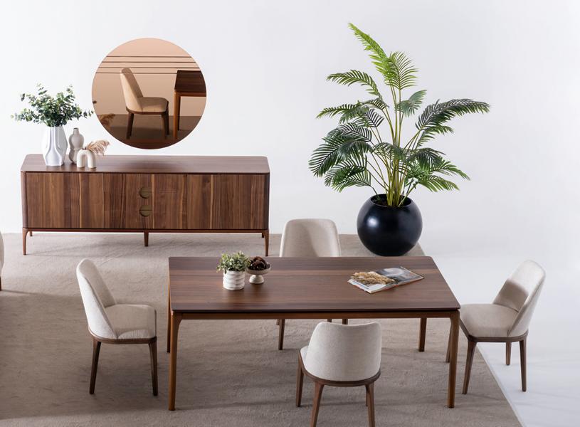 Luxuriös 7tlg.Esszimmergarnitur Esstisch 4x Stühle Robust Kommode mit Spiegel
