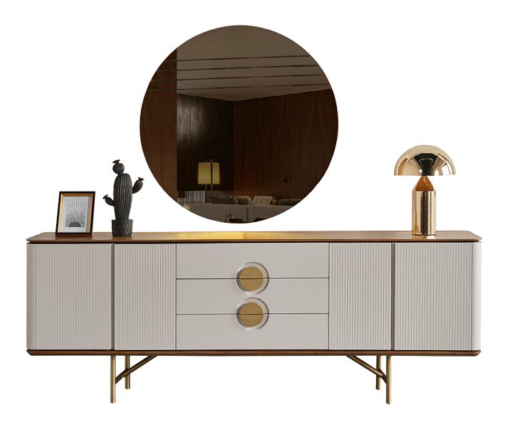 Harmonisch Kommode mit Spiegel Funktional Beige Kommode Esszimmer Sideboard