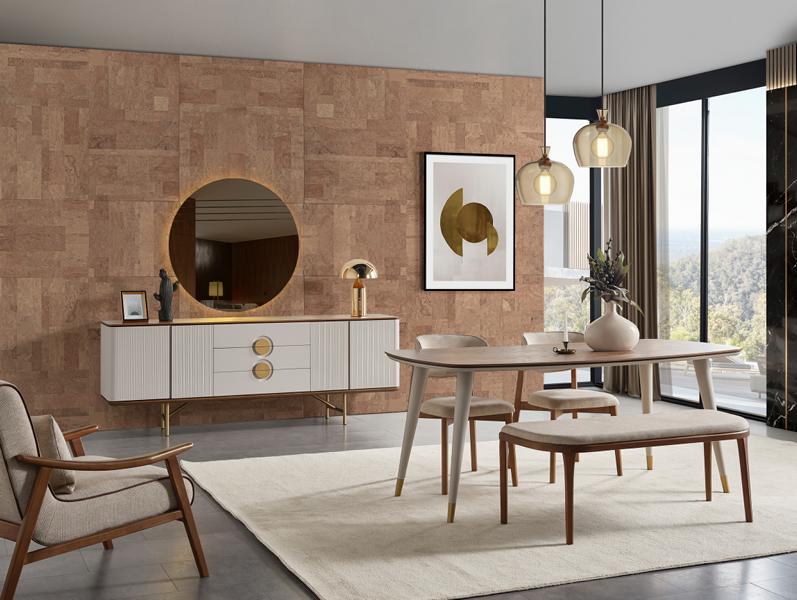 Funktional Esstisch 2x Stühle Hocker Kommode mit Spiegel Esszimmer Möbelse