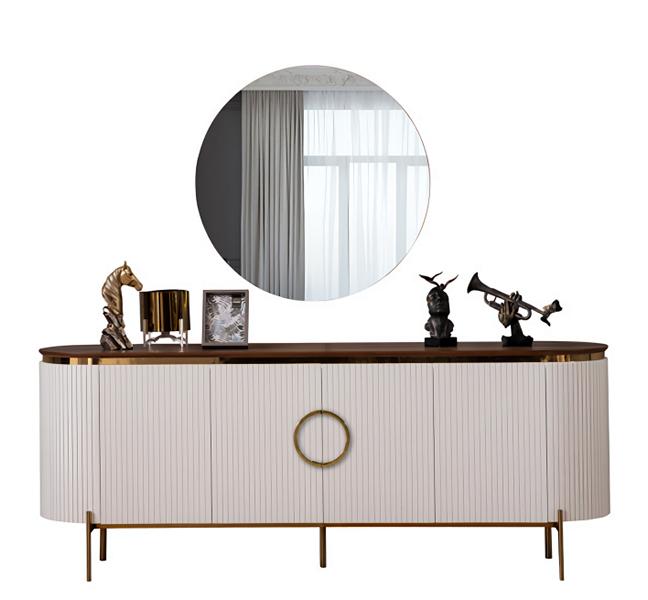 Modern Kommode mit Spiegel Stylisch Sideboard Schublade Wohnzimmer Anrichte