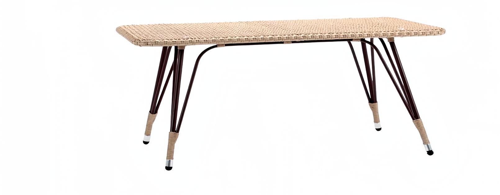 Couchtisch Rechteckig Rattan Braun Luxus Hochwertig Moderner Design stilvoll