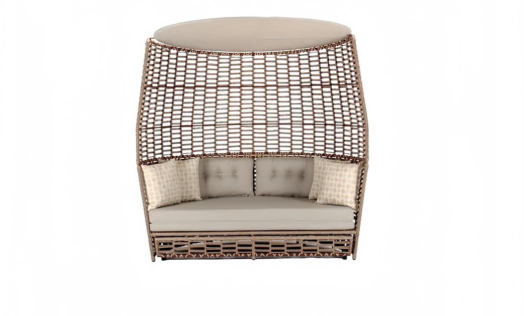 Beige Dreisitzer Garten Sitzmöbel Textil Sofa Edle Terrassen Möbel Hochwertig
