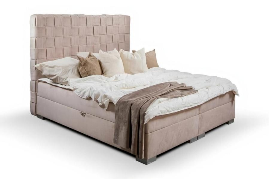 Doppelbett Bett Schlafzimmer 180сm Matratze Beige moderner Stil Chesterfield