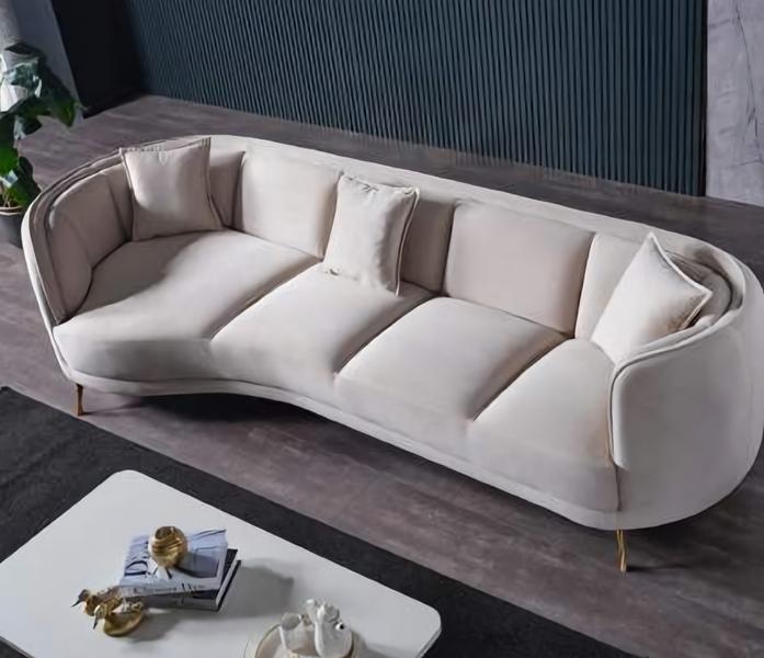 Design Wohnzimmer Luxus Sofa 4 Sitzer Sofa Weiß Textil Hochwertig Möbel