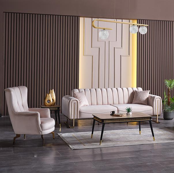 Wohnzimmer Sofagarnitur Dreisitzer Sessel Beige Luxus Couch Set 3 1 Sitzer